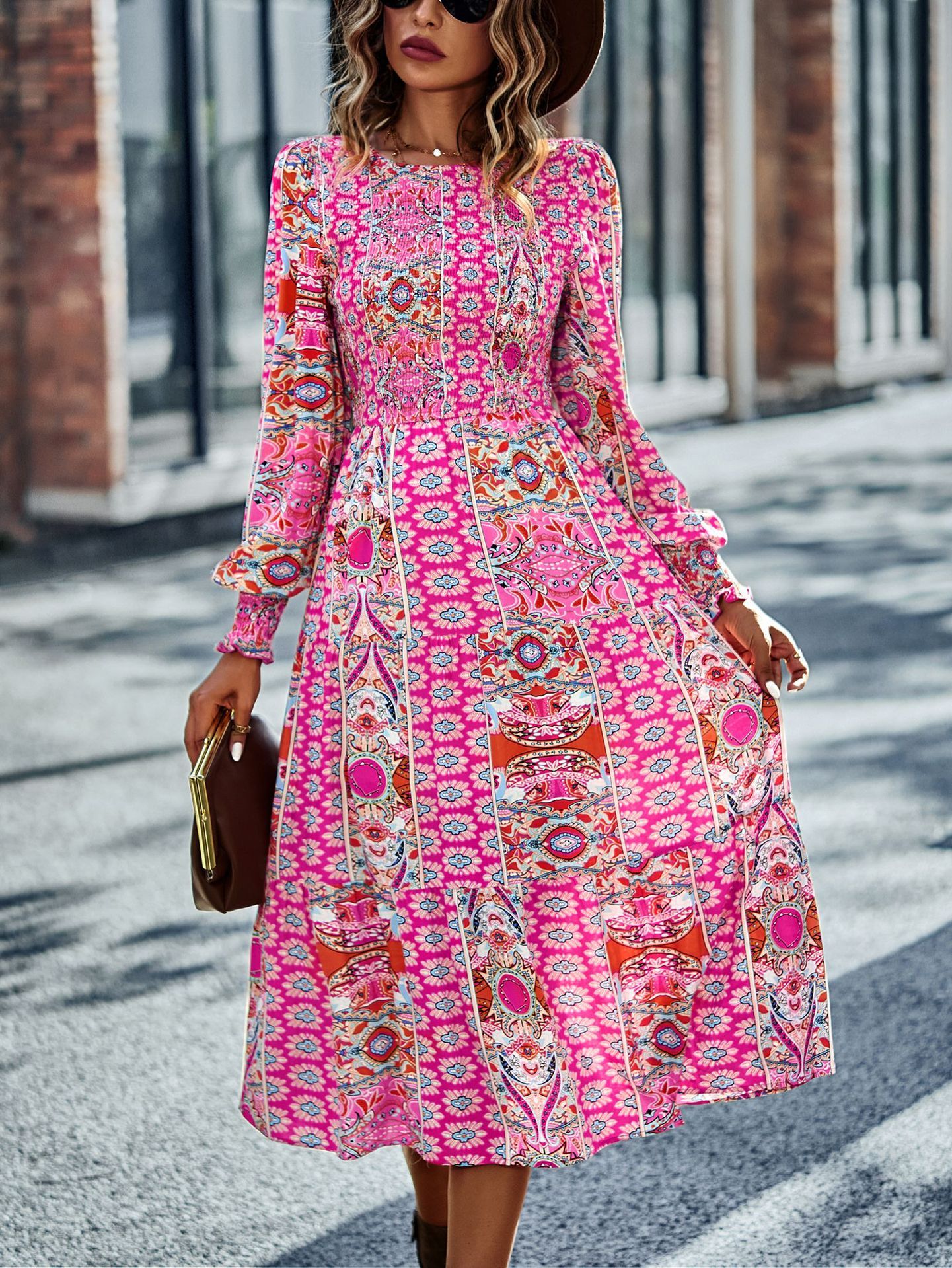 Round Neck Dress New Spring And Autumn Season Full Skirt - Image 2