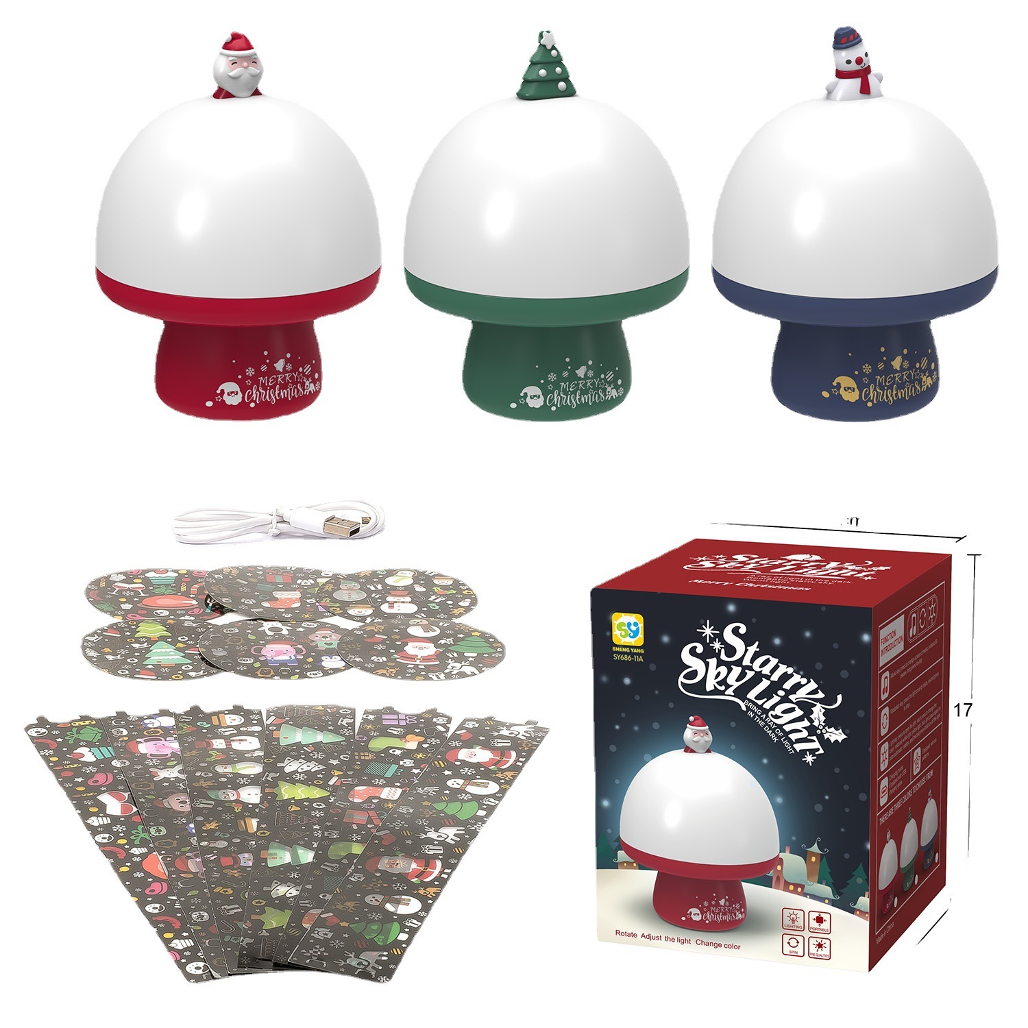 Christmas Starry Sky Projector Night Light Cartoon Santa Snowman Xmas Tree USB Rechargeable Rotatable Projection Lamp Music - Image 7