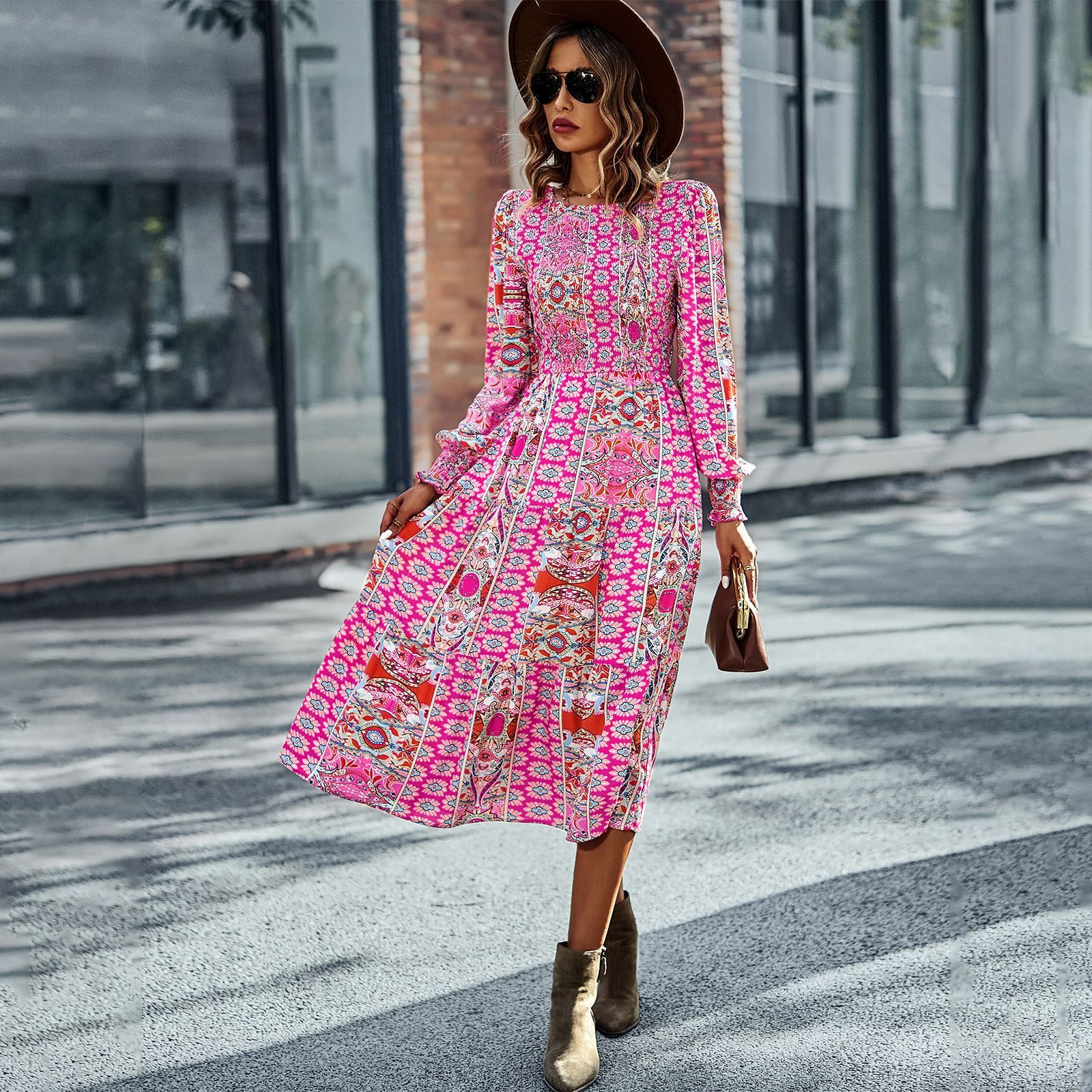 Round Neck Dress New Spring And Autumn Season Full Skirt - Image 9
