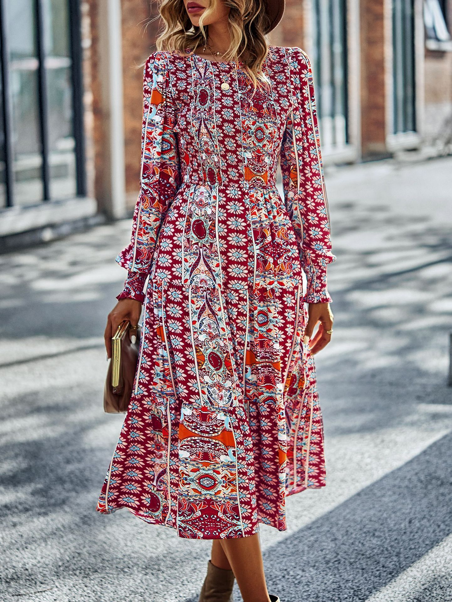 Round Neck Dress New Spring And Autumn Season Full Skirt - Image 3