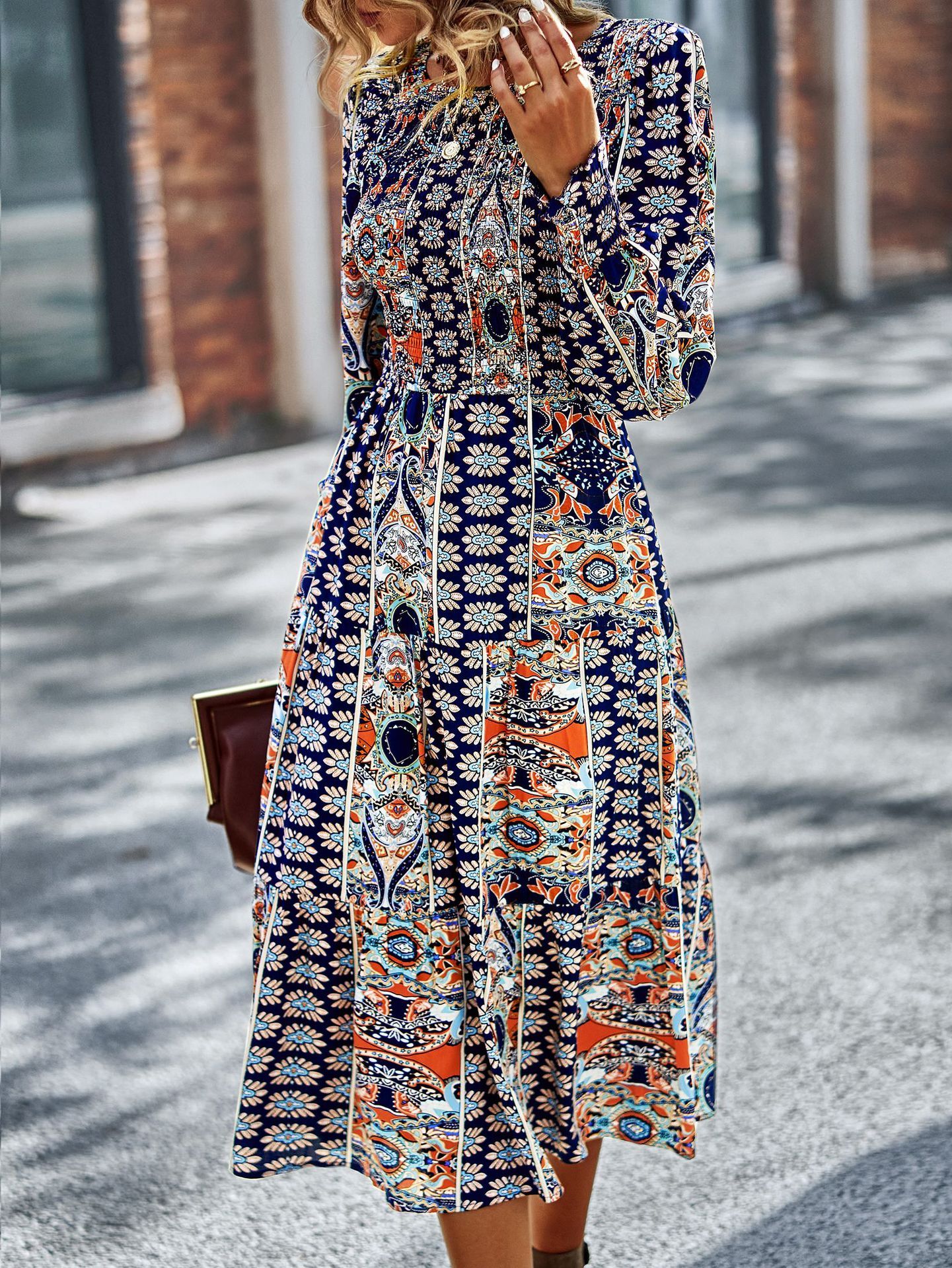 Round Neck Dress New Spring And Autumn Season Full Skirt - Image 7